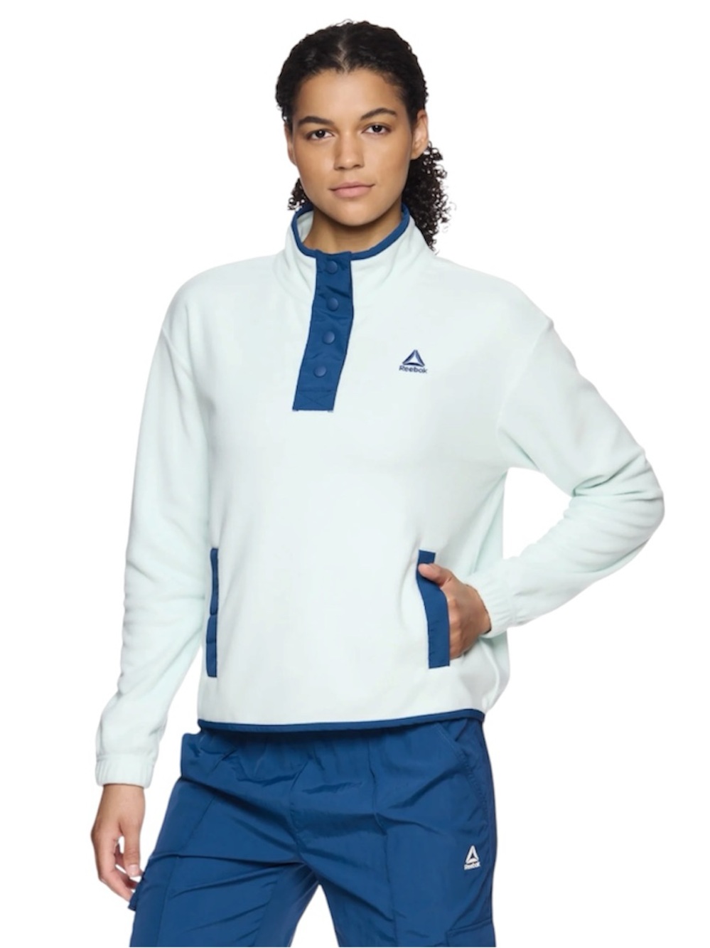 Reebok Women's Aqua Snap Front Fleece Pullover Size Large